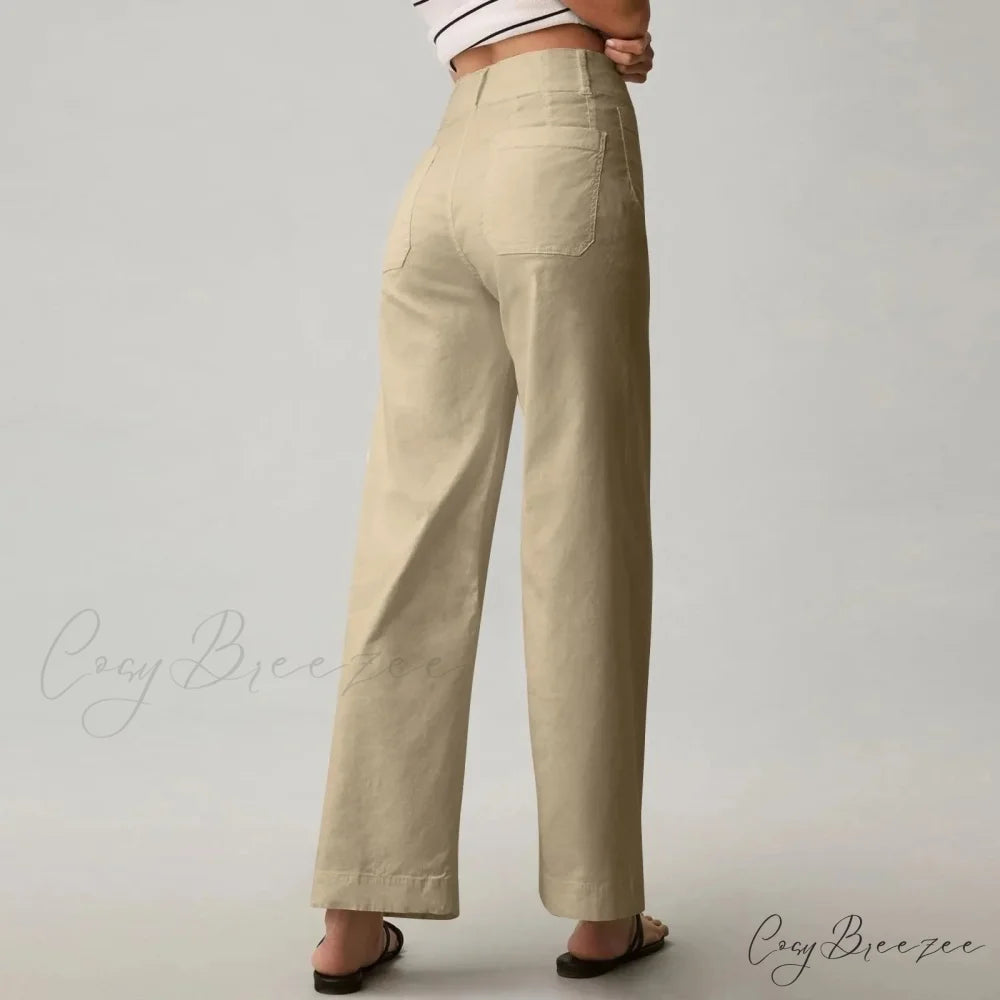 High Waist Patch Pocket Straight Pants pants-241228
