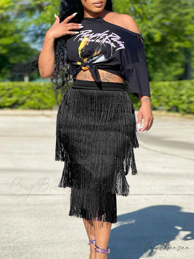 High Waisted Graceful Clashing Star Jeans Black / M