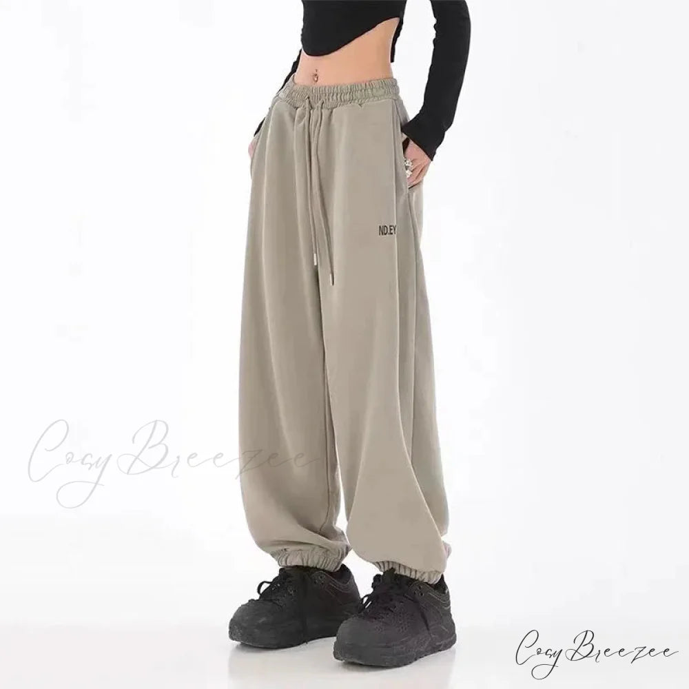 Hip Hop Letter Drawstring Jogging Pants pants-241228
