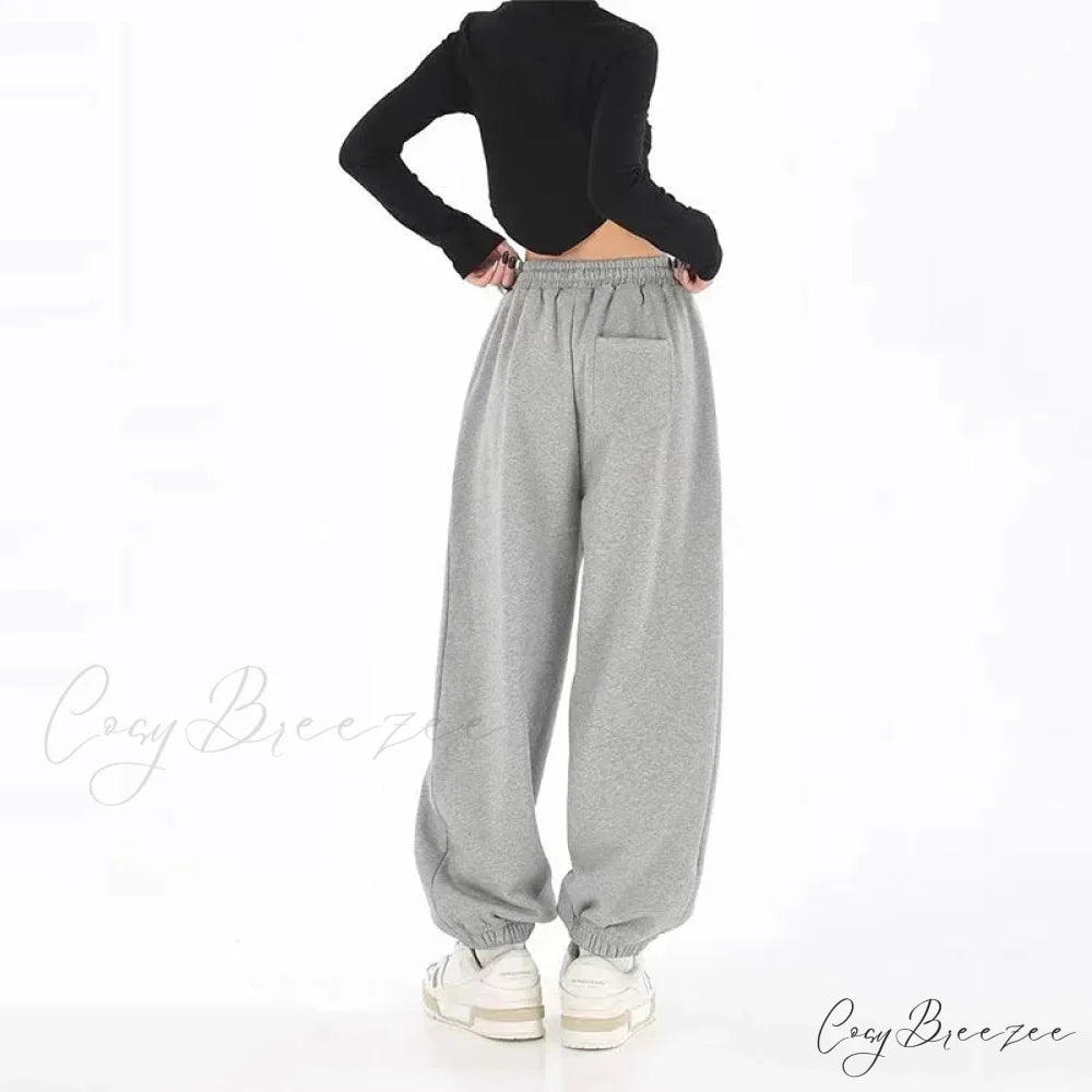 Hip Hop Letter Drawstring Jogging Pants pants-241228