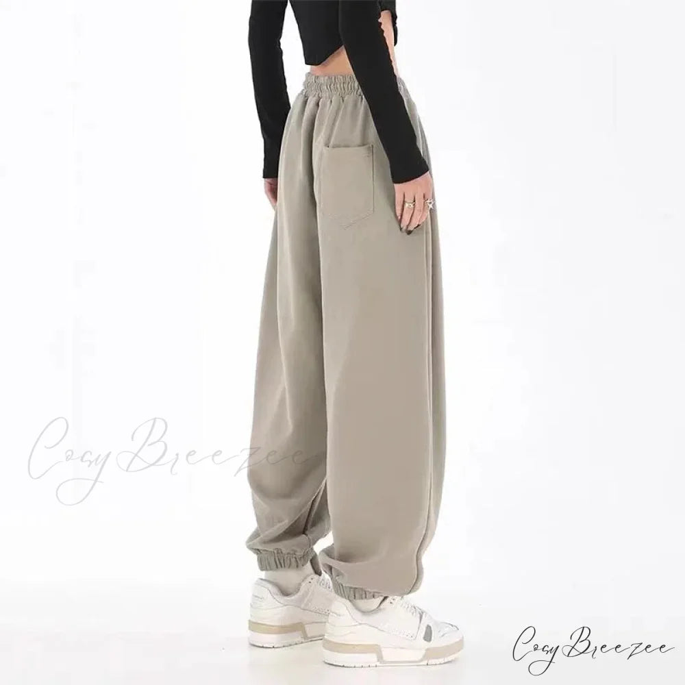 Hip Hop Letter Drawstring Jogging Pants pants-241228