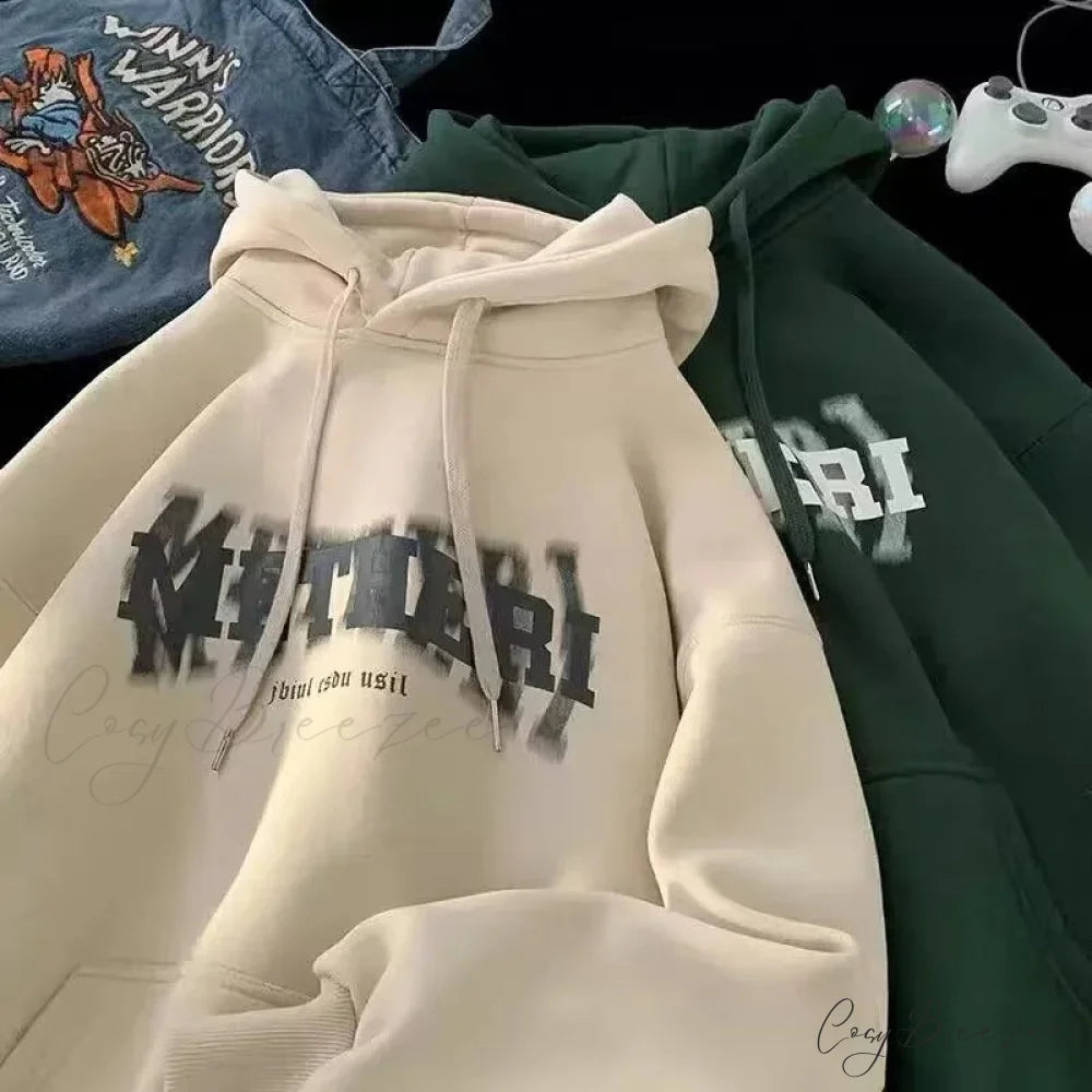 Hip Hop Letter Print Cotton Fleece Hoodie hoodies-241228