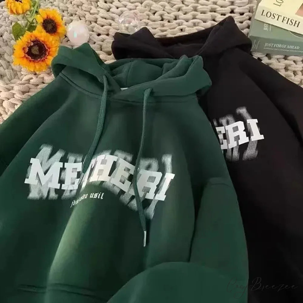 Hip Hop Letter Print Cotton Fleece Hoodie hoodies-241228