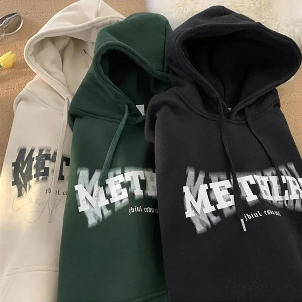 Hip Hop Letter Print Cotton Fleece Hoodie hoodies-241228