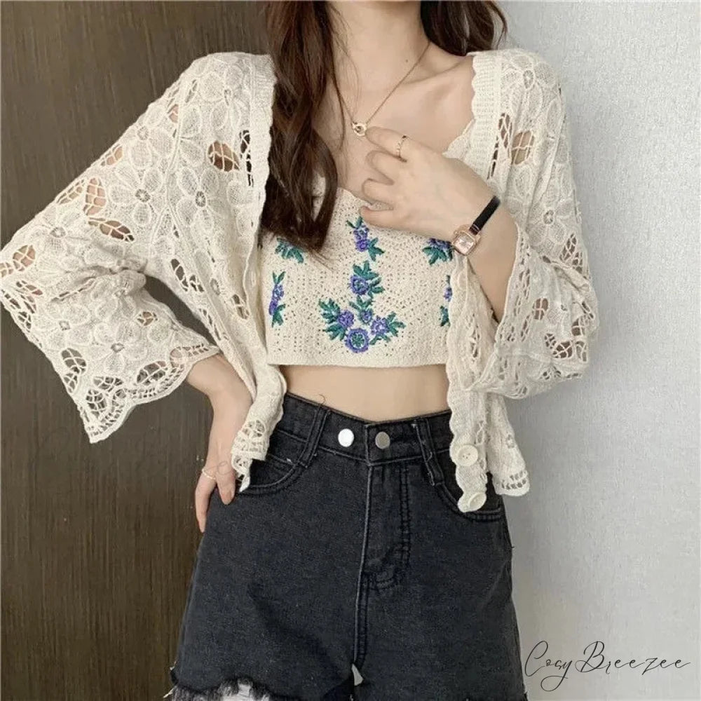 Hollow Out Elegant Long Sleeve Shrug Cardigan cardiagn-250126
