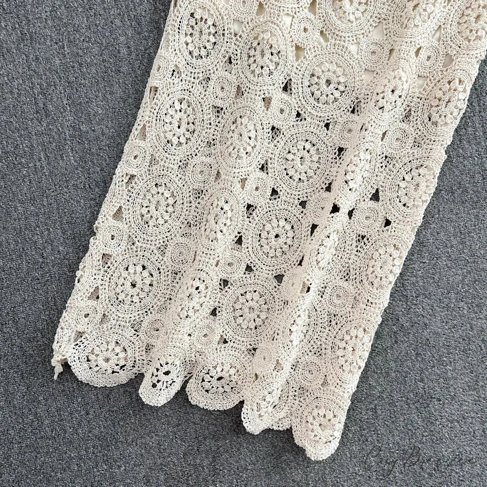 Hollow Out Lace Maxi Skirt Summer Long Women Lace Skirt skirt-250126