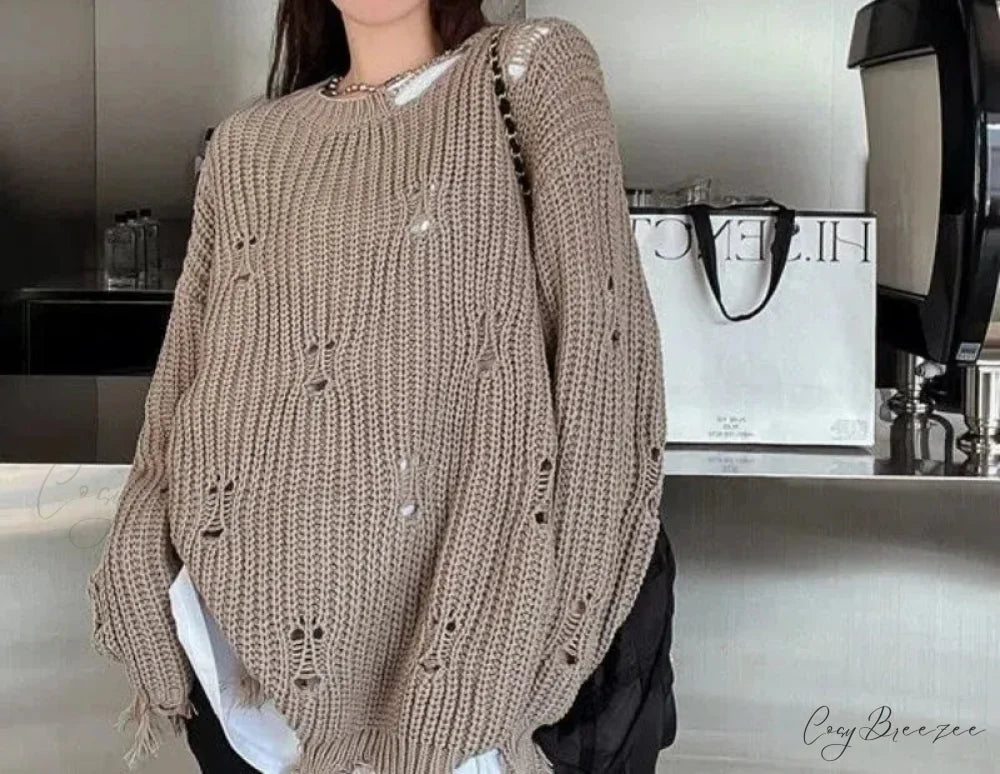 Hollow Out Lazy Style Pullover Sweater swraters-241228
