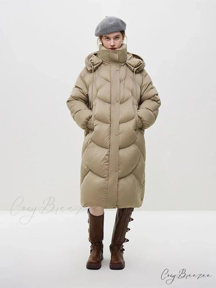Hooded Long Thick Winter Khaki Temperament Detachable Cozy Stylish Coat Khaki / XXS