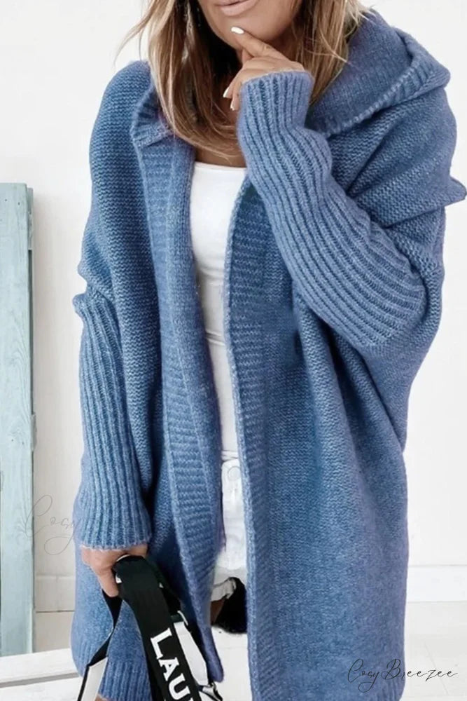 Hoodie Front Open Cardigan Blue / L