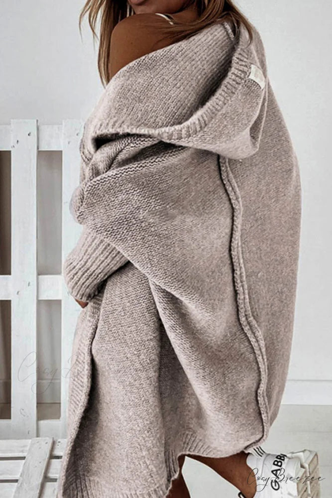 Hoodie Front Open Cardigan Light Khaki / L