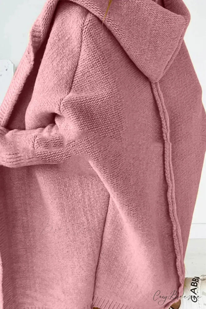 Hoodie Front Open Cardigan Pink / L