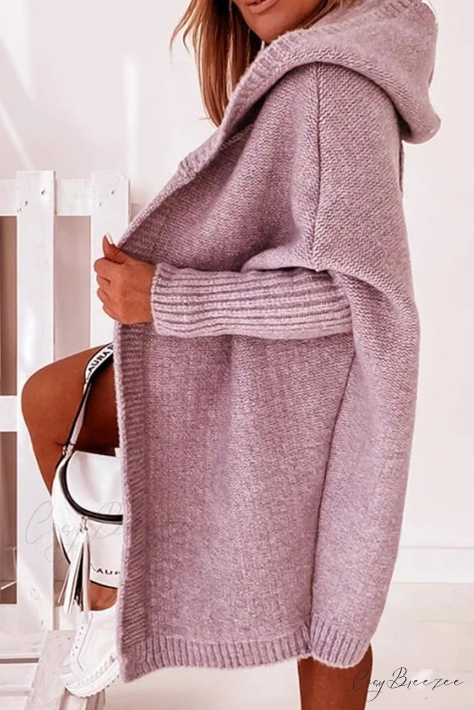 Hoodie Front Open Cardigan Purple / L