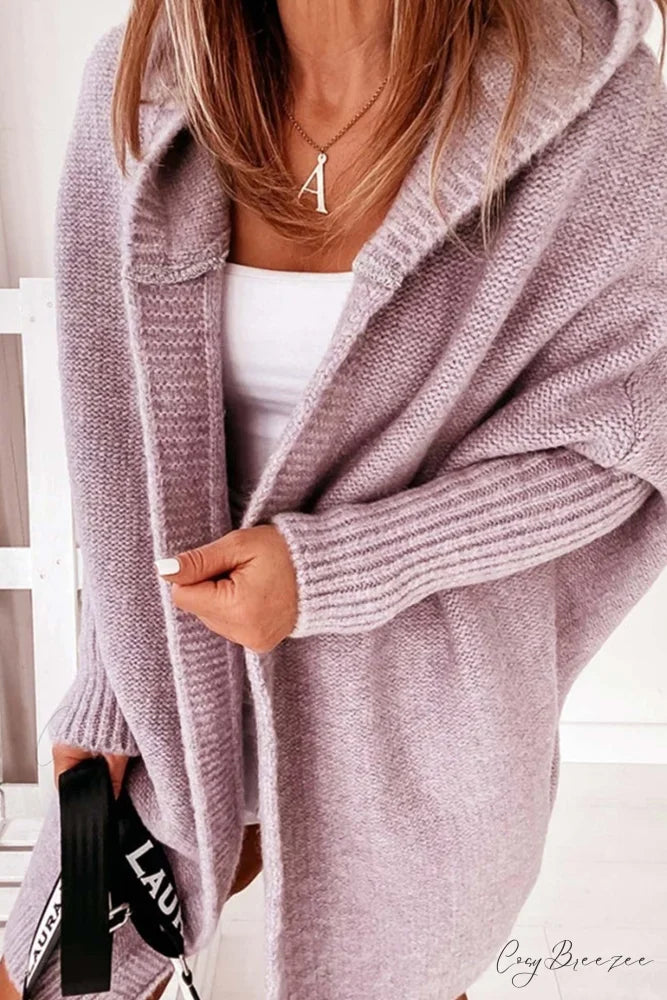 Hoodie Front Open Cardigan Purple / S