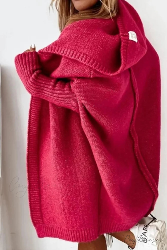 Hoodie Front Open Cardigan Red / M