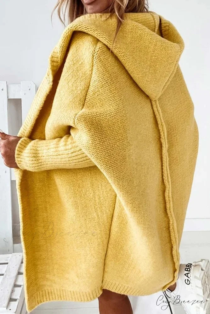 Hoodie Front Open Cardigan Yellow / L