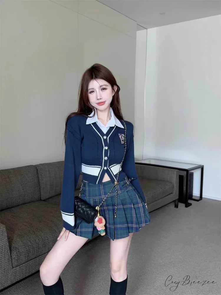 Hot Girl Knitted High Waist Short Skirt Fashion Suit