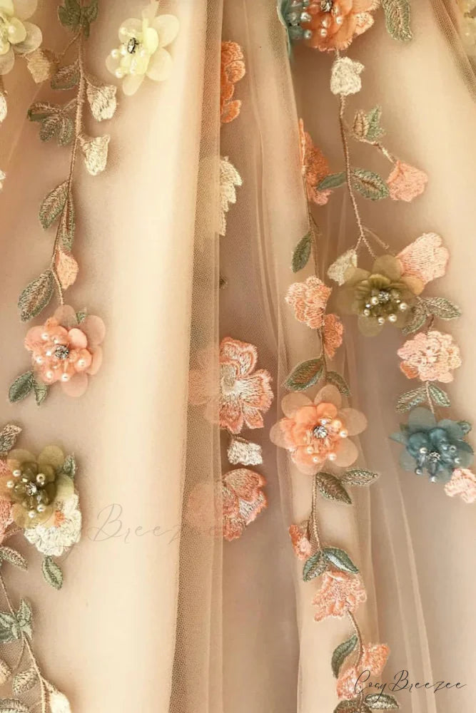 Impression One-Shoulder Graceful Embroidered Maxi Dress
