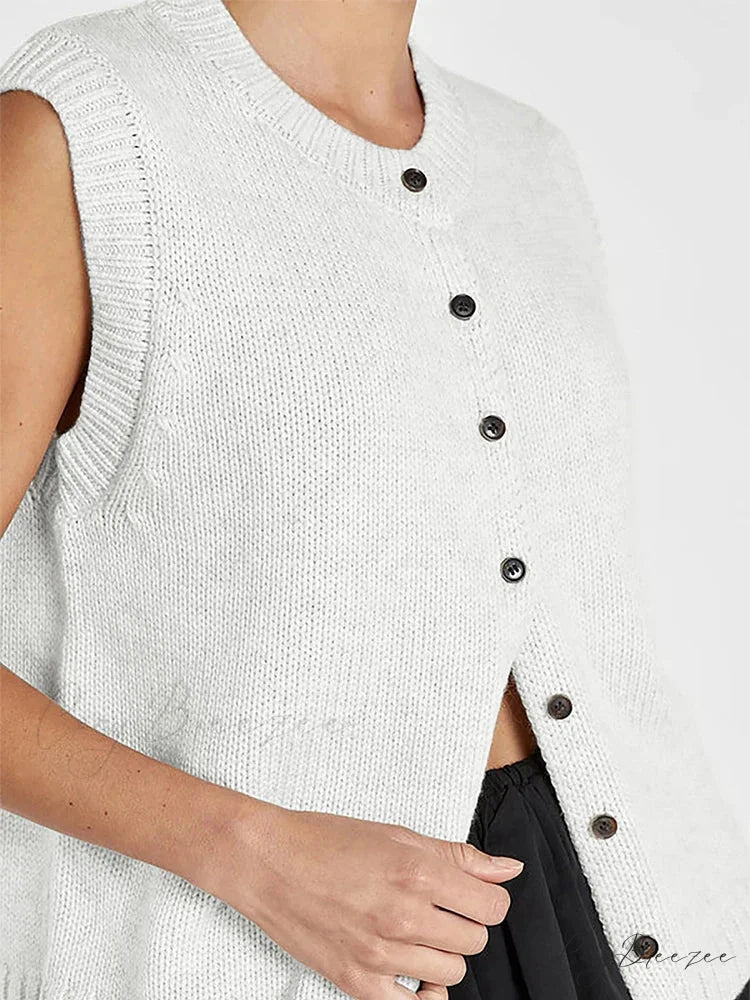 Informal Knit Tank Top Cardigan White / S cardigans-241228