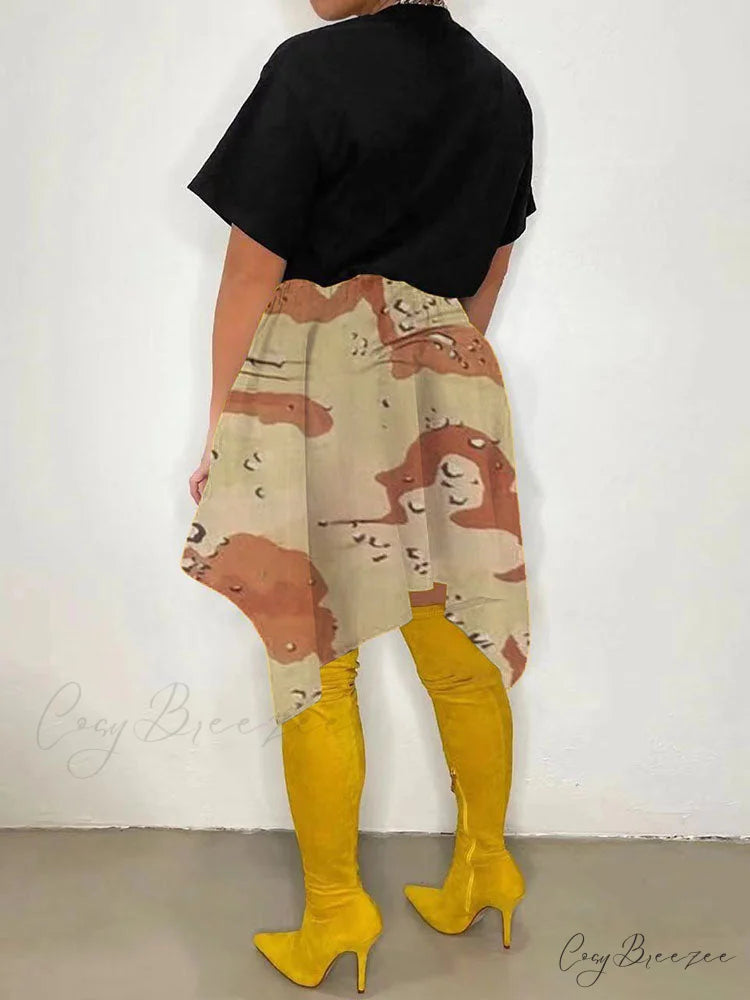 Irregular Buttoned Graceful Rib Crop Top