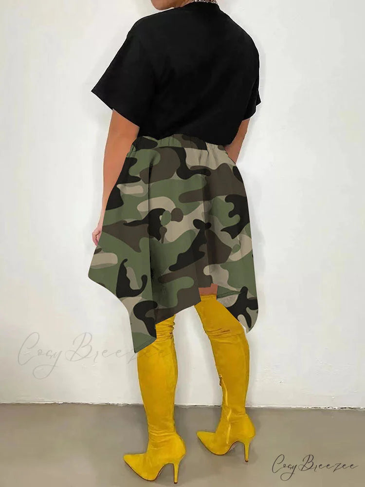 Irregular Buttoned Graceful Rib Crop Top