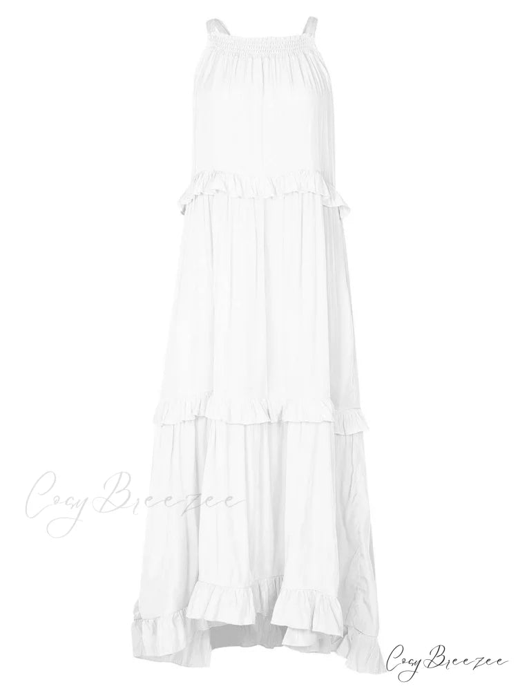 Irregular Cake Stylish Sleeveless Maxi Dress