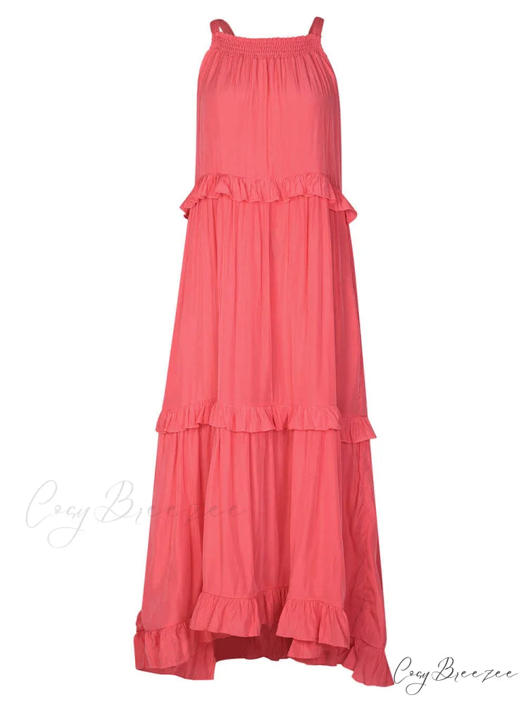 Irregular Cake Stylish Sleeveless Maxi Dress