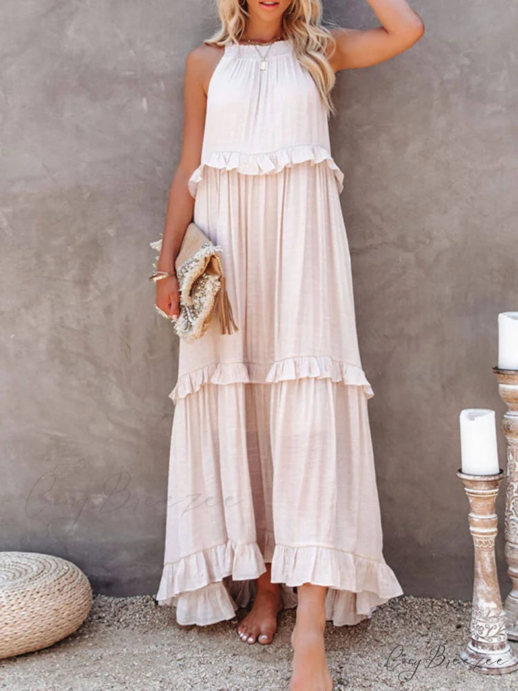 Irregular Cake Stylish Sleeveless Maxi Dress