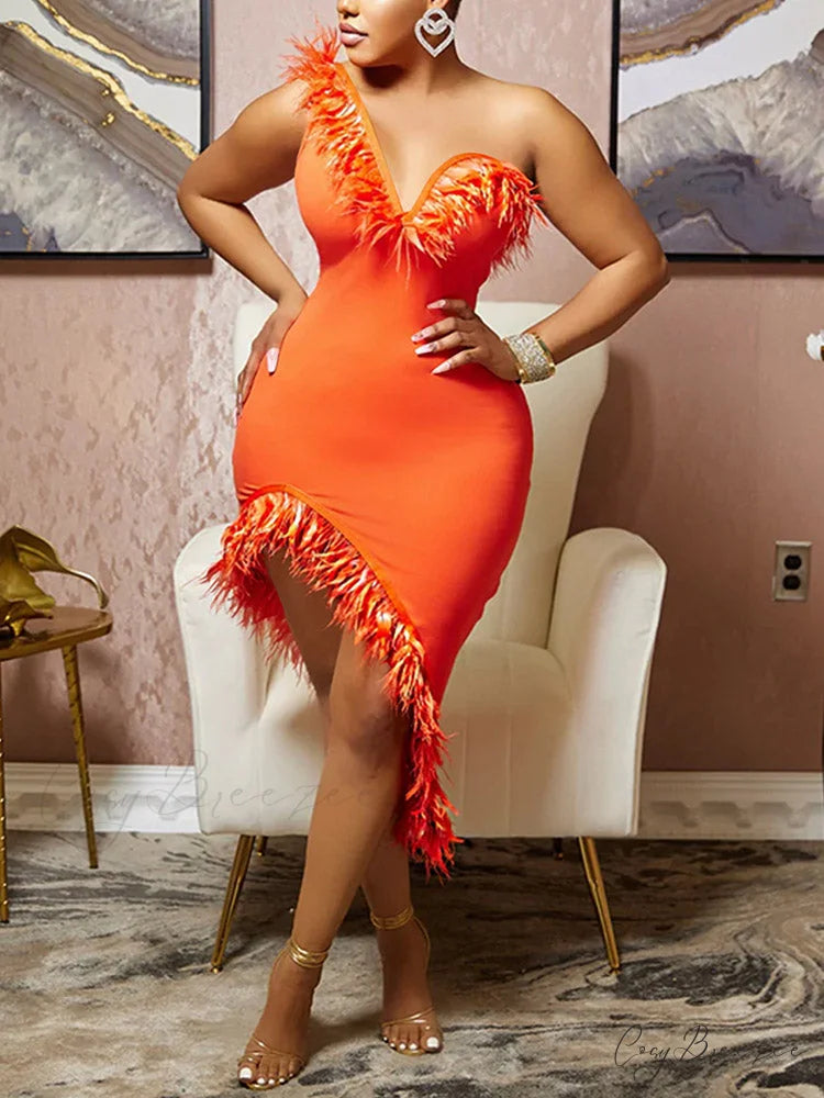 Irregular Cutout Graceful Halter Cami Top Orange / S