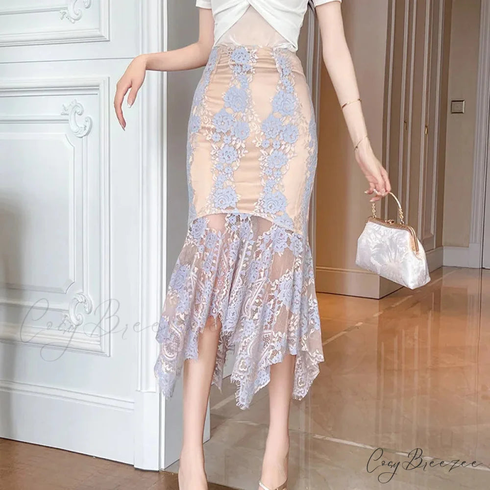 Irregular Stylish Summer Bodycon Mermaid Skirt Blue / S skirt-250126