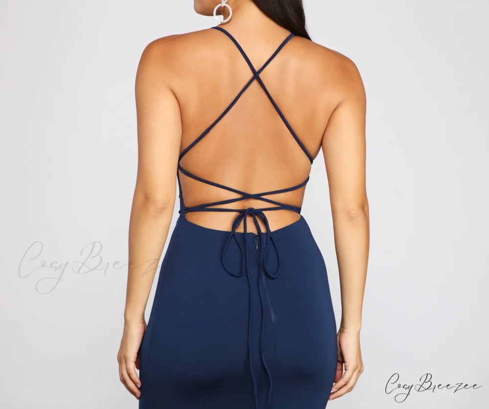 Isabella Halter Stylish A-Line Formal Dress