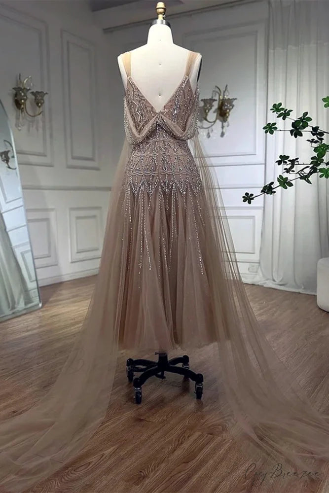 Jasmin Bead-Embellished Graceful Tulle Midi Dress