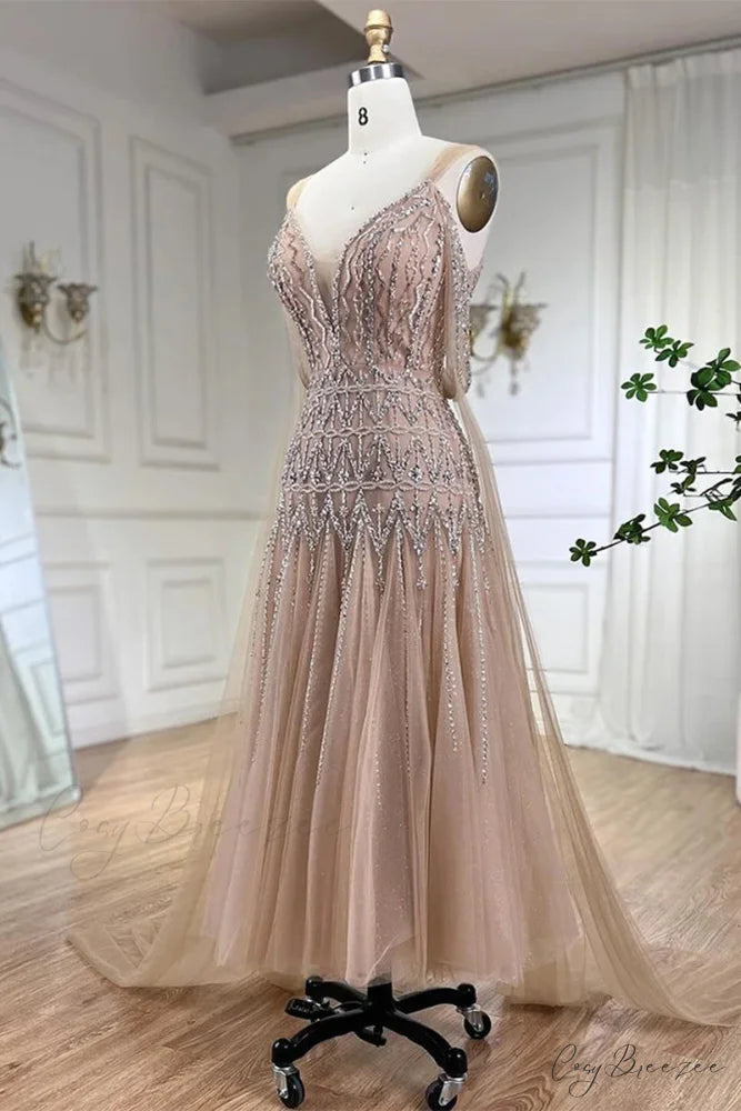 Jasmin Bead-Embellished Graceful Tulle Midi Dress