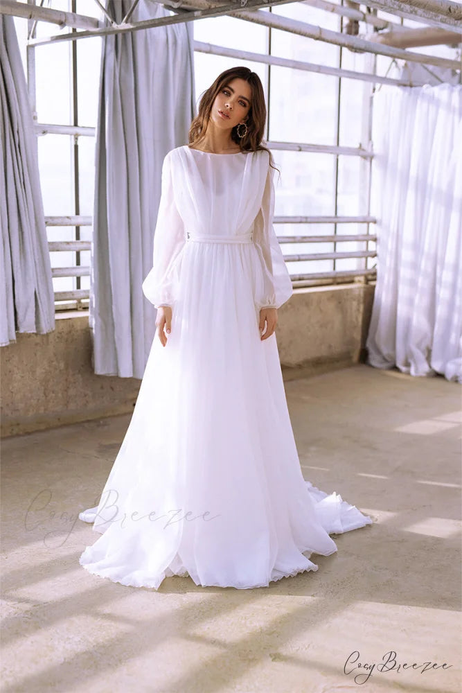 Jasmine Long Graceful Sleeve Wedding Gown