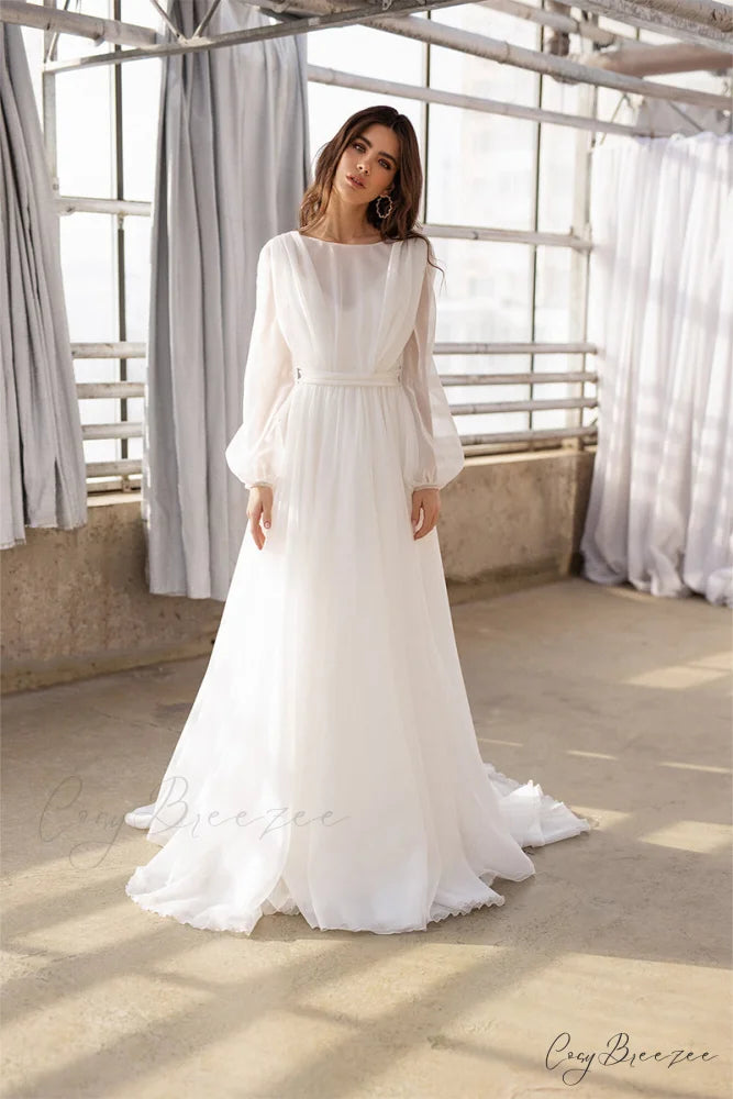 Jasmine Long Graceful Sleeve Wedding Gown