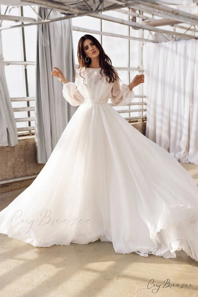 Jasmine Long Graceful Sleeve Wedding Gown Ivory / 2