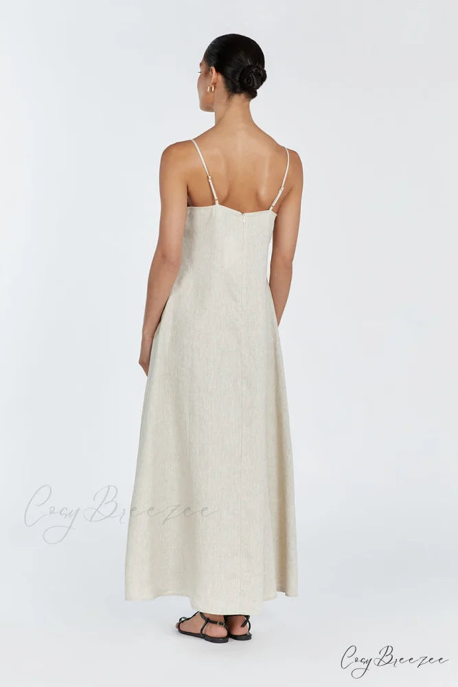 Jem Natural Stylish Linen Maxi Dress