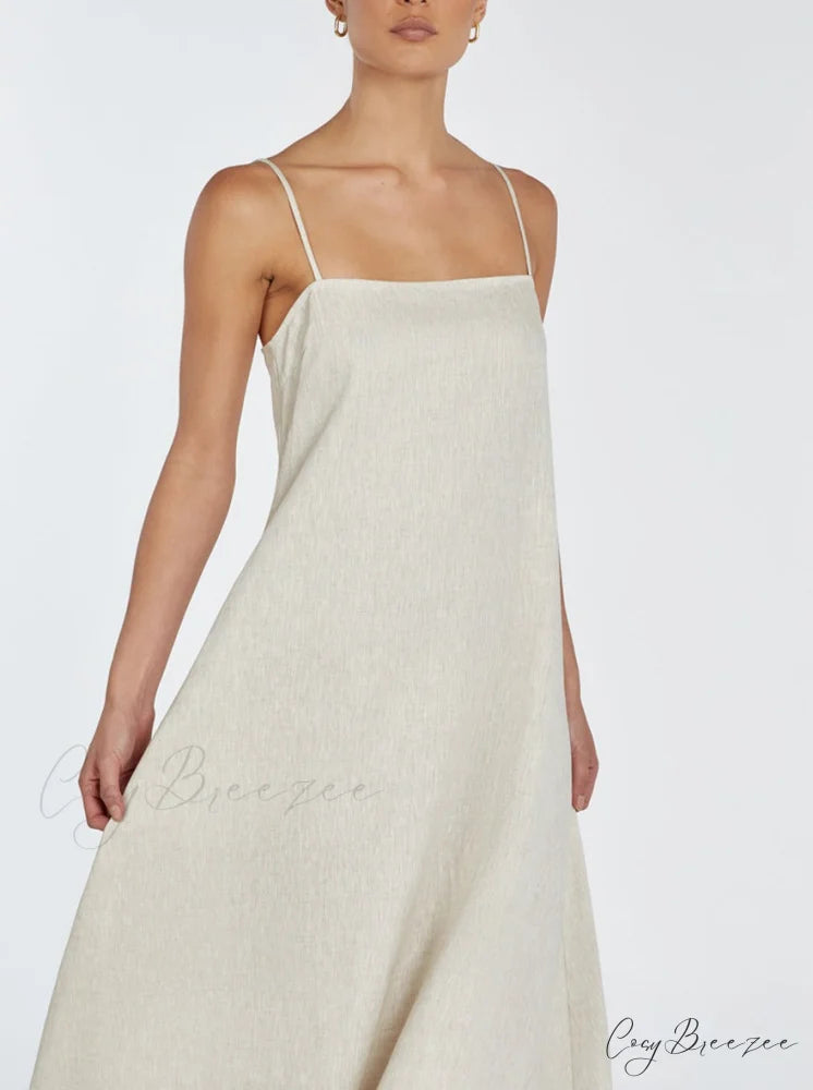 Jem Natural Stylish Linen Maxi Dress