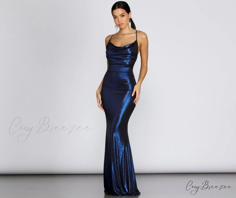 Jenna Metallic Stylish Goddess Maxi Dress