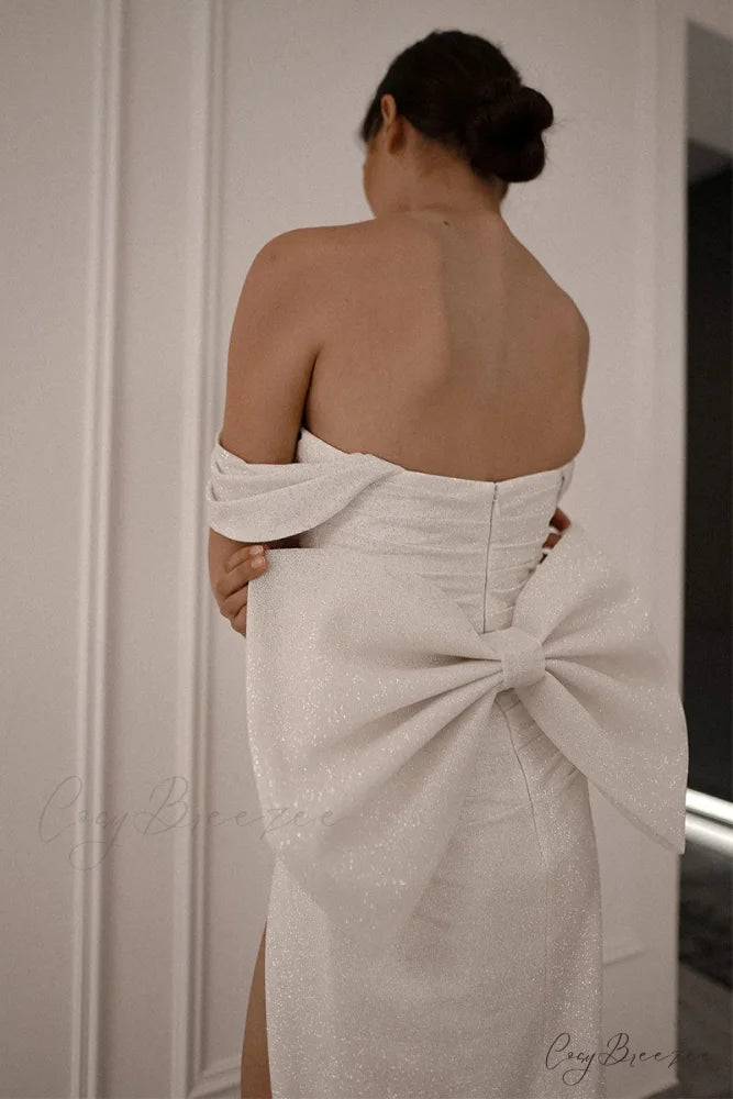 Jenny Sparkly Off-the-Shoulder Trendy Bow Back Maxi Dress