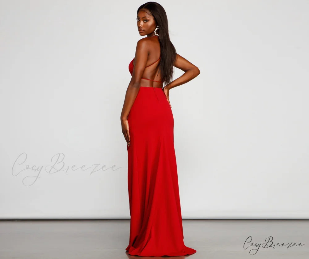 Jolie Formal High Charming Slit A-Line Dress