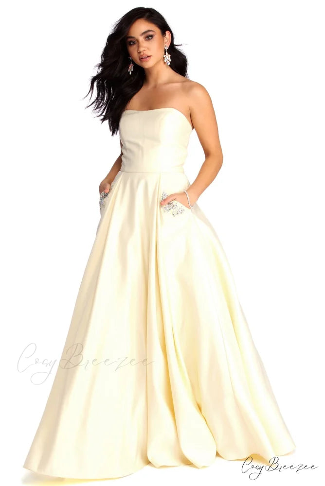 Josephine Formal Stylish Jewel Ball Gown YELLOW / 3