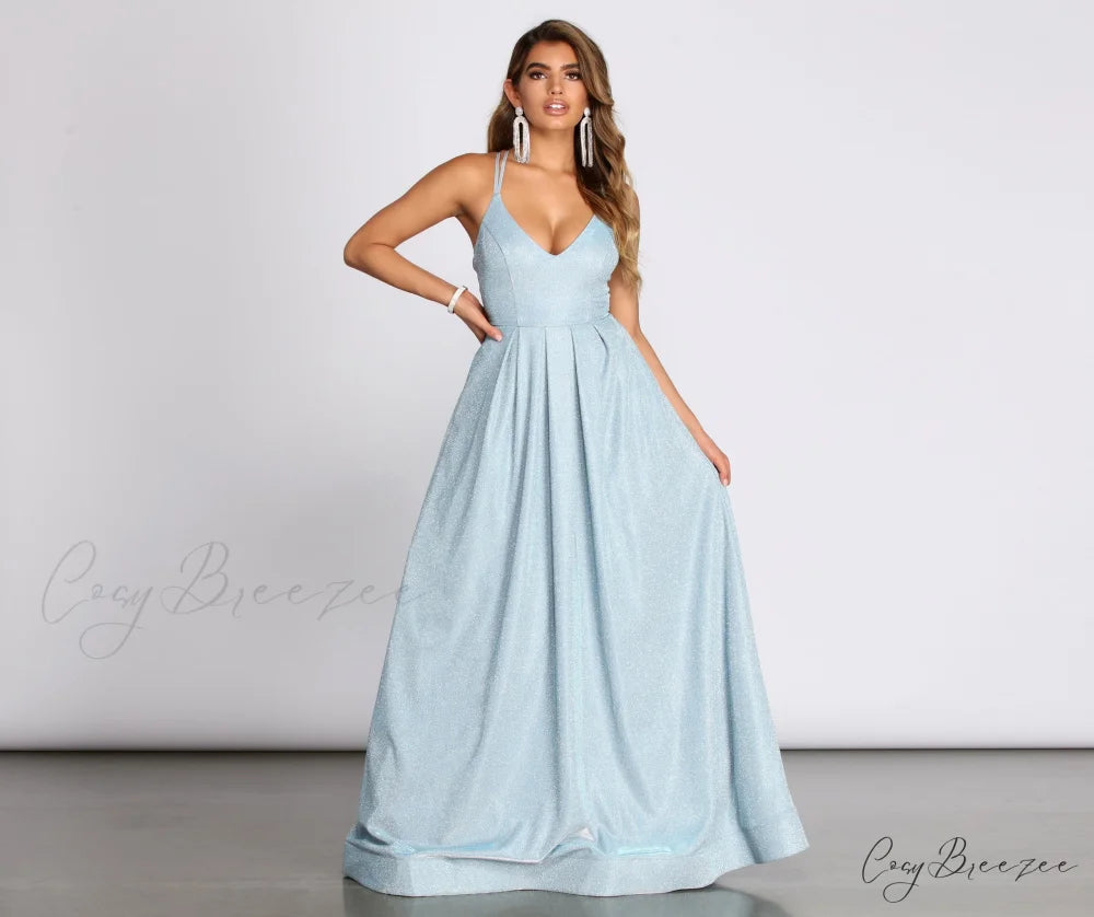 Jules Glitter Stylish Ball Gown LIGHT BLUE / 3