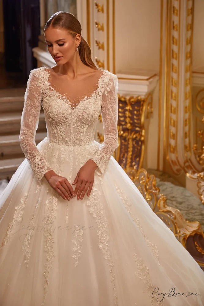 Julian Long Graceful Sleeve Wedding Dress