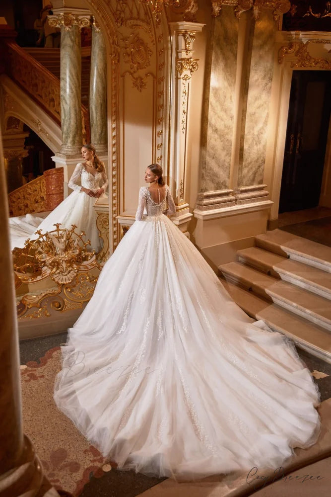 Julian Long Graceful Sleeve Wedding Dress