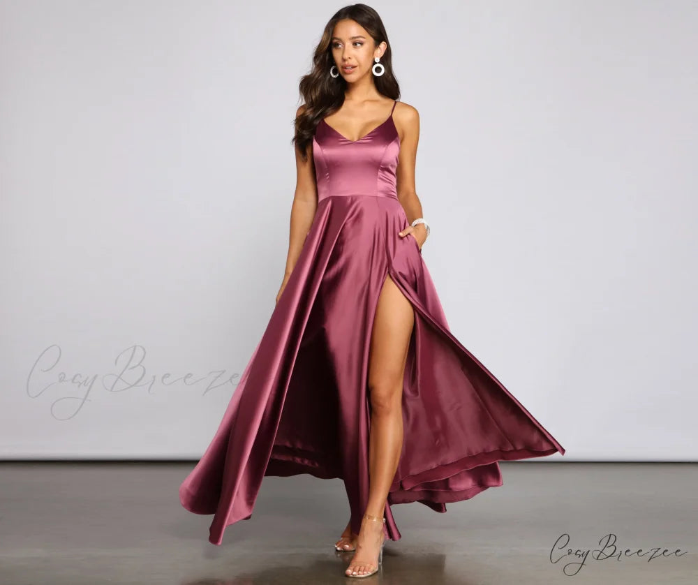 Juliet Formal High Charming Slit Dress 2 BERRY / 1