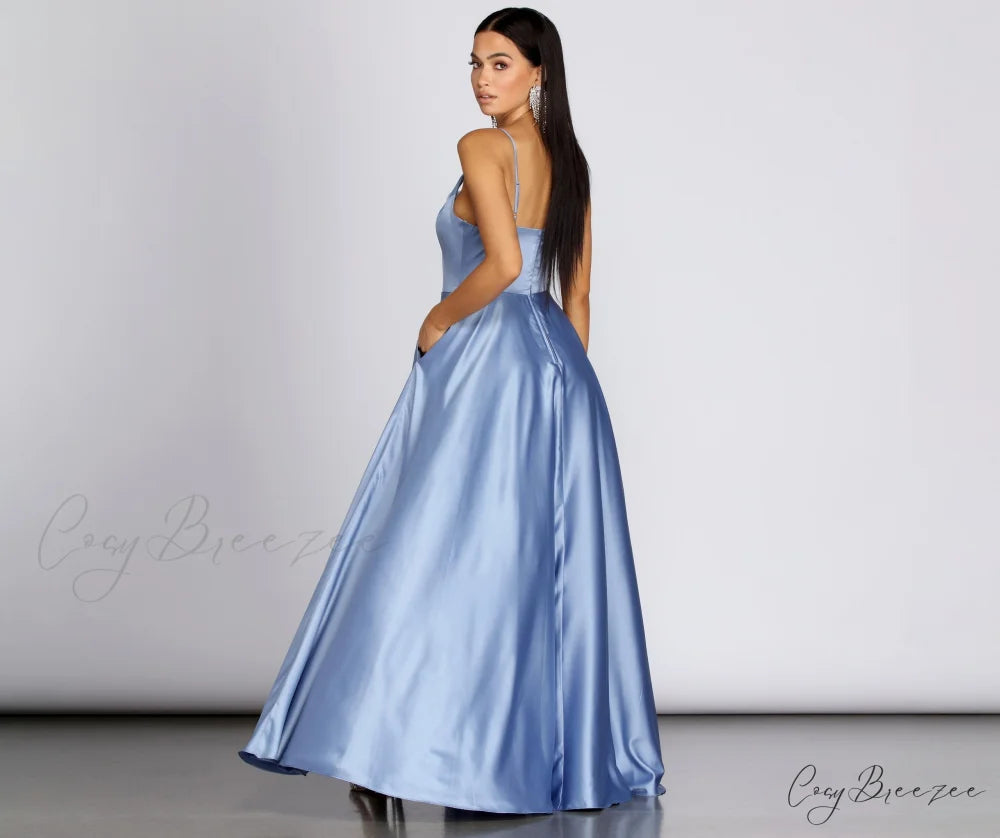 Juliet Formal High Charming Slit Dress 2 PINK / 1