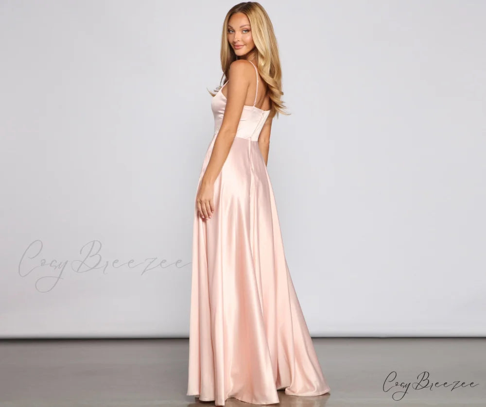 Juliet Formal High Charming Slit Dress 2 PINK / 7