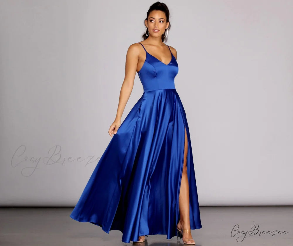 Juliet Formal Stylish High Slit Dress ROYAL / 1