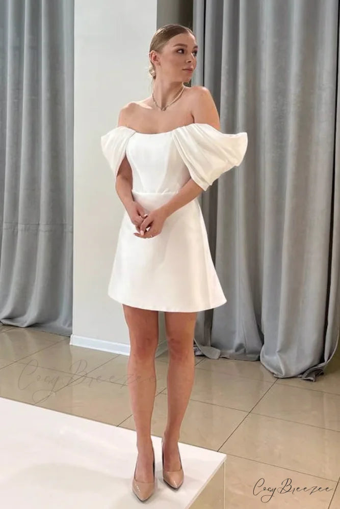 Juliette Satin Graceful Off-the-Shoulder Mini Dress