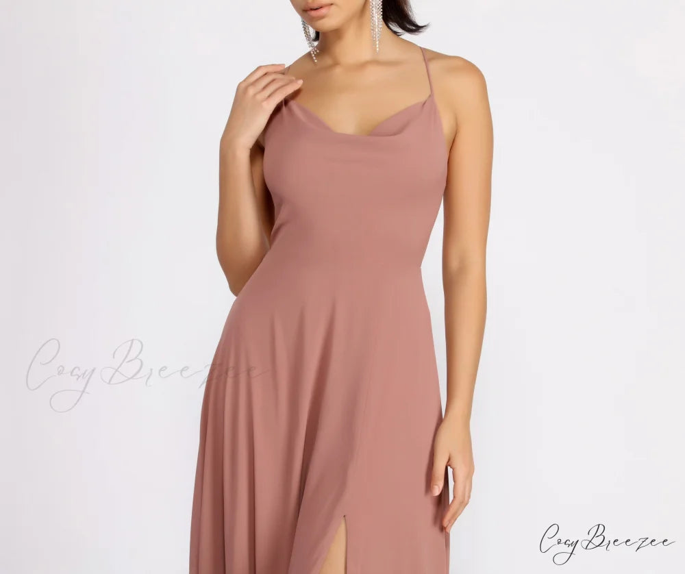 Kai Chiffon Lace Charming Up Back A-Line Dress